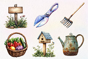 Gardening Day Watercolor Clipart, an Illustration by Dream Creation (Thumbnail 5 of 6)