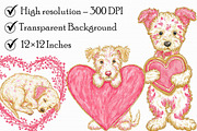 Whimsical Valentines Day Dog Clipart, an Illustration by Libby Wishes (Thumbnail 3 of 7)