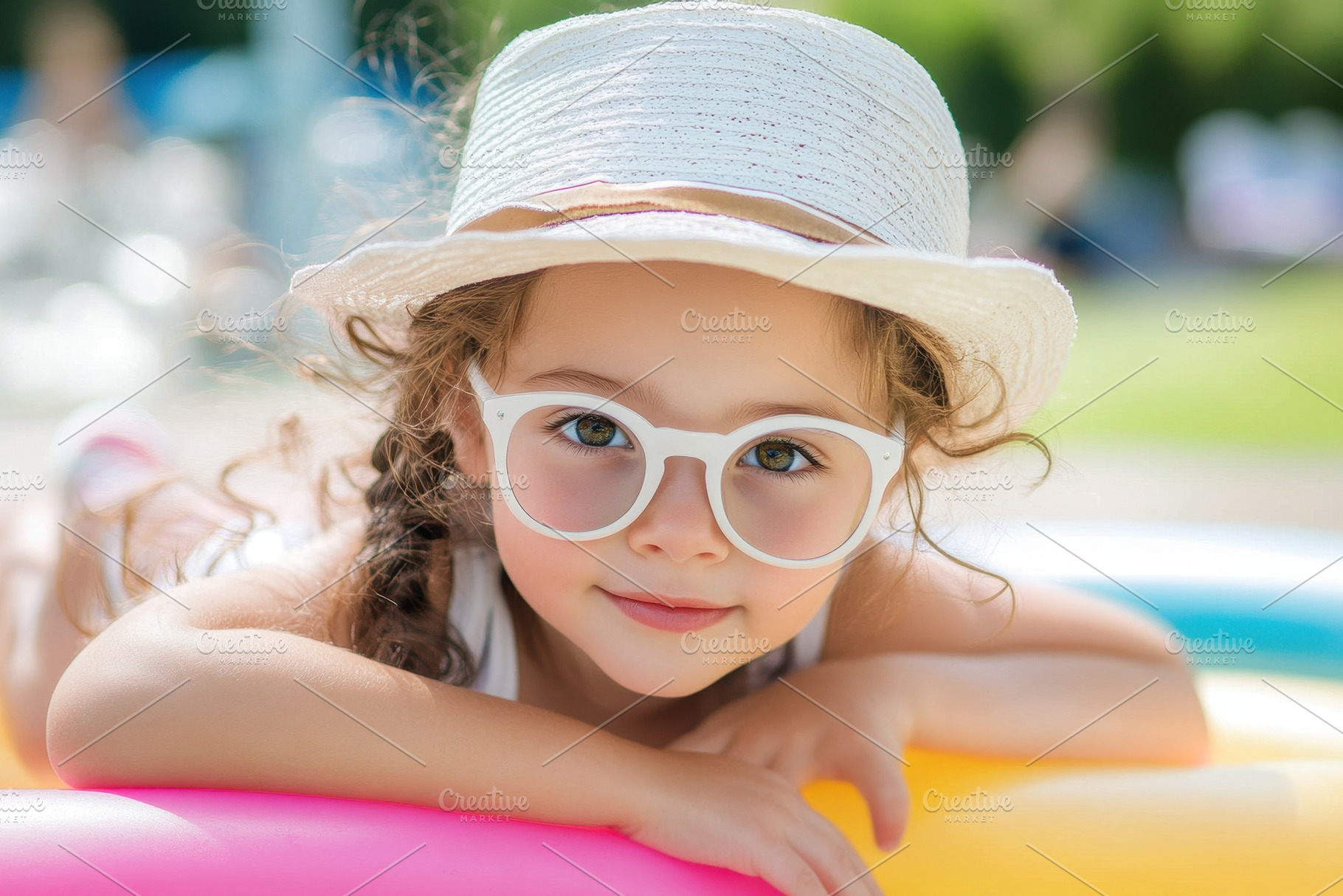 Cute little girl enjoys summer fun w, a Photo by Iftikhar Alam