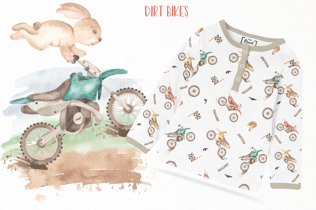 Dirt bikes watercolor, a Decorative Illustration by Marina Ermakova (Photo 10 of 11)
