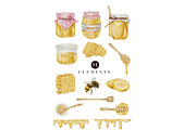 Honey Bee Watercolor Clipart, a Food Illustration by Stellalunarts (Thumbnail 2 of 2)