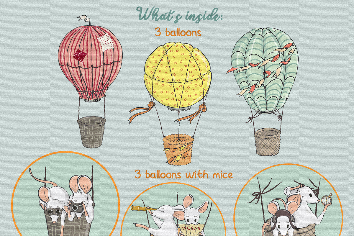 Hot air balloon vector clipart, an Object Graphic by Trinibis (Photo 2 of 3)
