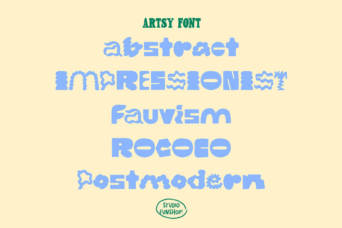 Artsy - Bold Hand-lettered Display, a Font by Studio Funshop by Kelli (Photo 9 of 11)