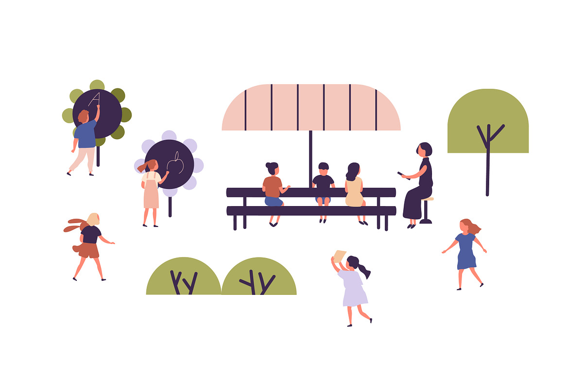 Outdoor lesson in kindergarten, an Education Illustration by Good Studio (Photo 1 of 4)