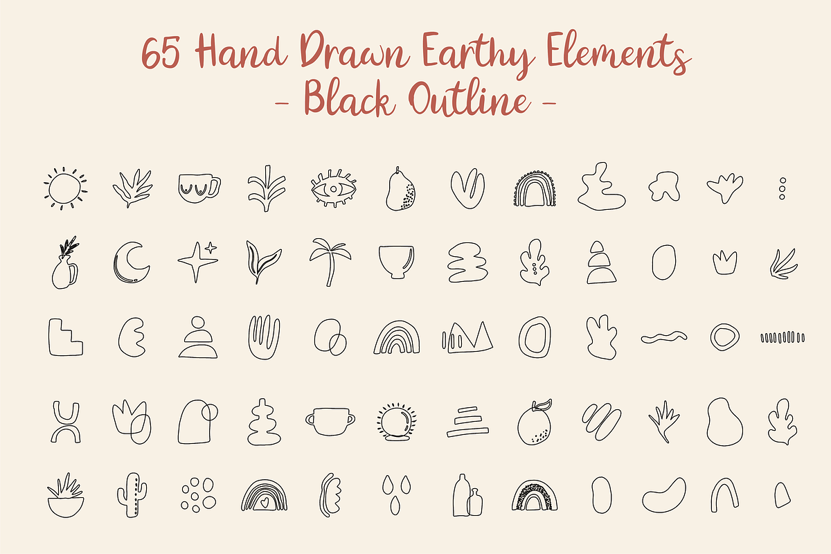 The Earthy Hand Drawn Bundle, a Work Illustration by thetrendytemplate (Photo 6 of 12)
