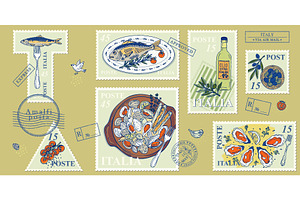 Italian seafood postage stamp