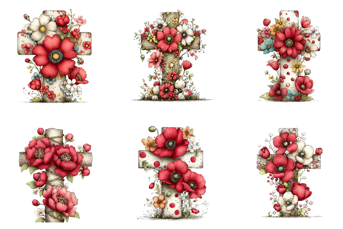 Floral Easter Cross Clipart, an Illustration by CreationArt (Photo 3 of 6)