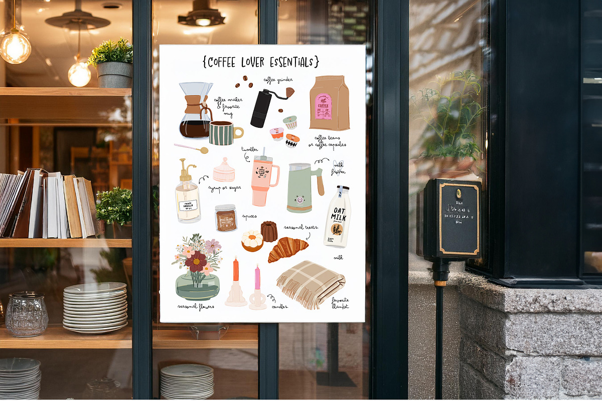 Coffee Lover & Coffeeshop Clipart, a Food Illustration by Ruslana Lubenets (Photo 13 of 16)