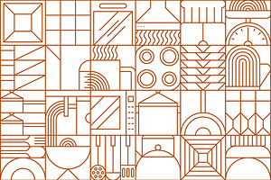 Geometric kitchen utensil pattern, a Technology Illustration by Vector Tradition