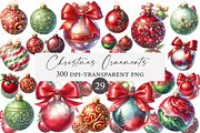 Watercolor Christmas Ornaments clipa, an Illustration by Designworld (Thumbnail 1 of 3)