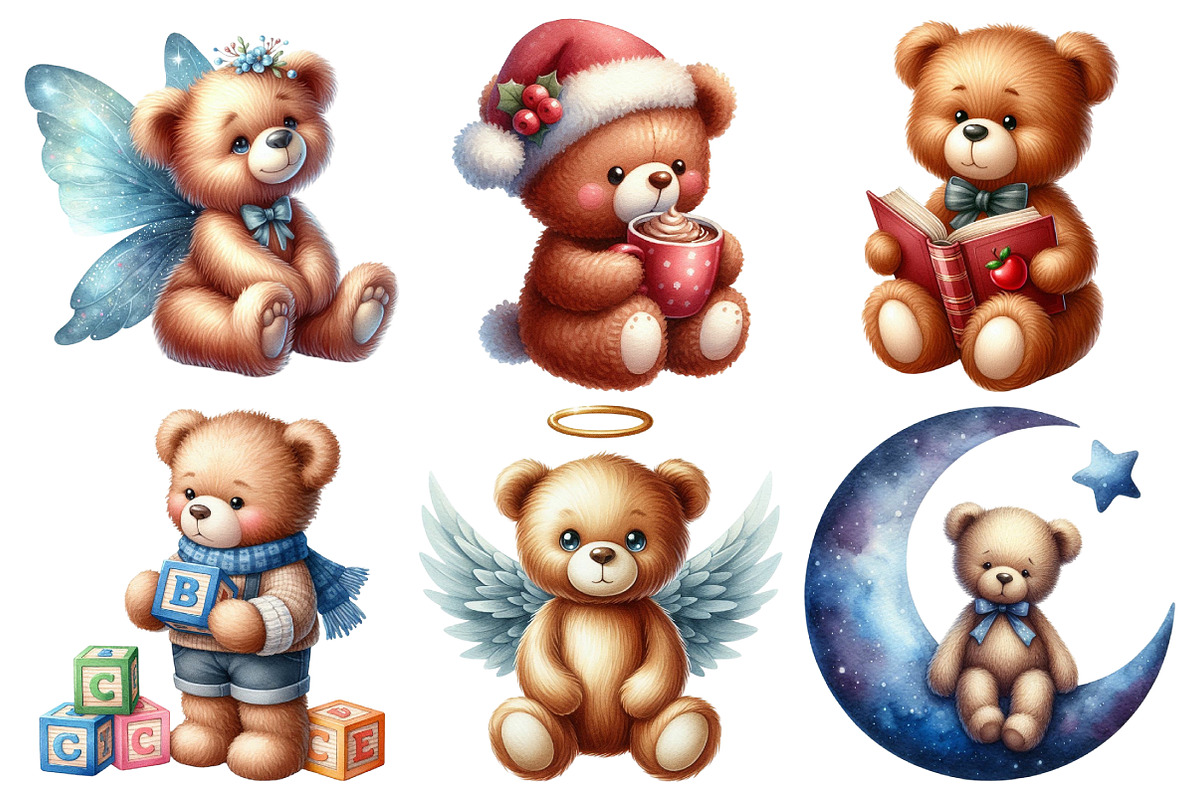 Teddy Bear Clipart, an Illustration by Pixels.Craft (Photo 2 of 7)