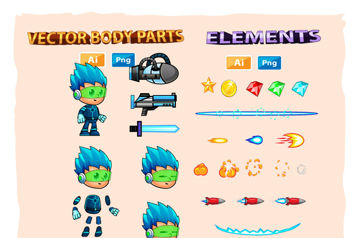 SpaceBoy 1000 2D Game Character Spri, an Illustration by DionArtworks (Photo 3 of 3)