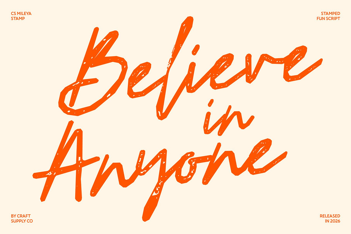 CS Mileya Stamp, a Script Font by Craft Supply Co. (Photo 2 of 8)
