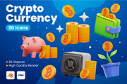 Cryptocurrency 3D Icons, an Object 3D Model by Rakata Studio (Thumbnail 1 of 7)