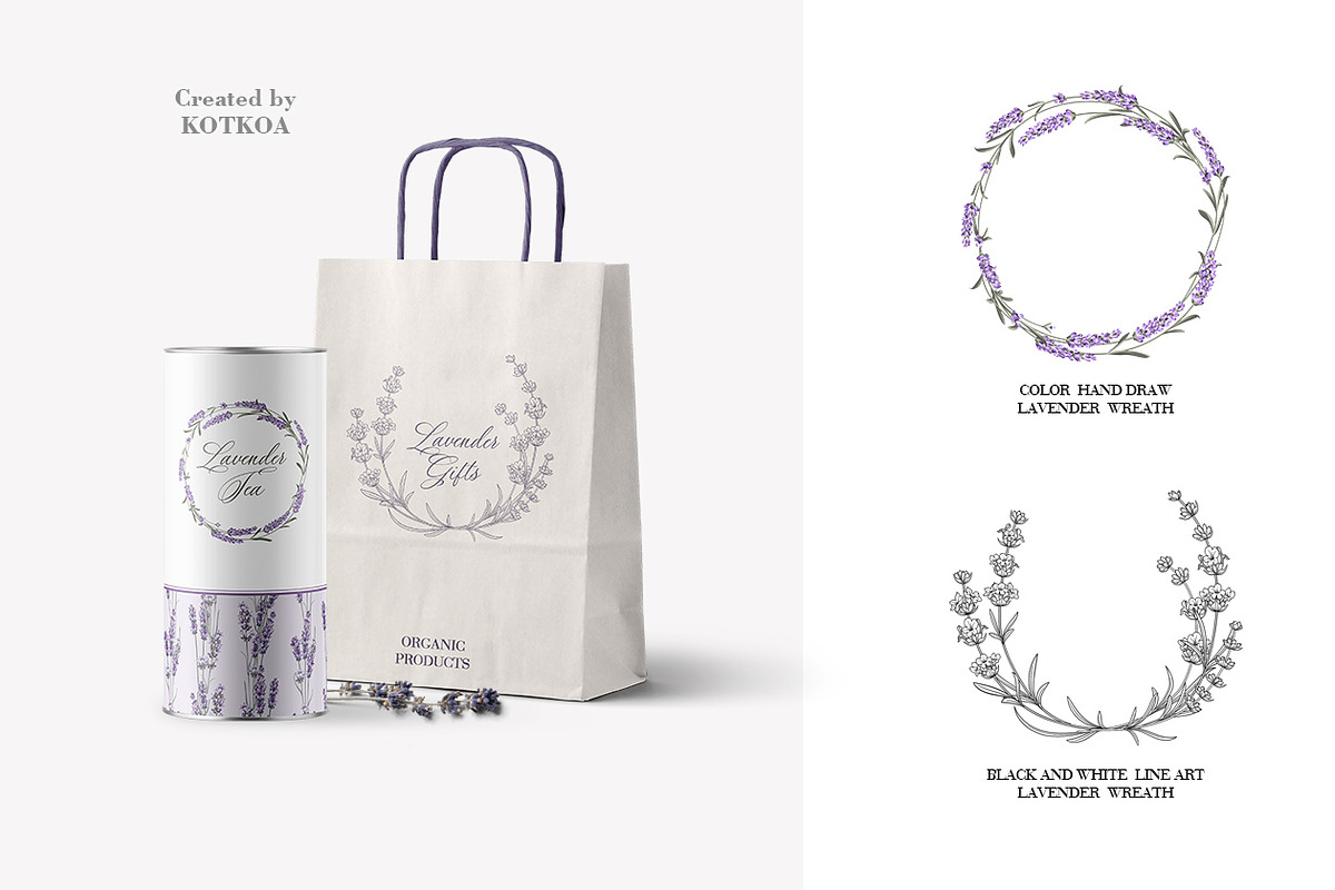 Lavender wreath flower frame png, an Illustration by Kotkoa (Photo 3 of 8)