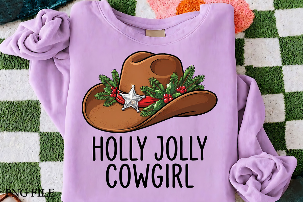 Holly Jolly Cowgirl Cowboy Hat PNG, a Seasonal Illustration by CrexoraLab (Photo 1 of 4)