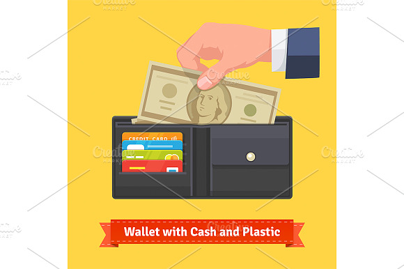Leather Wallet With Cash And Cards