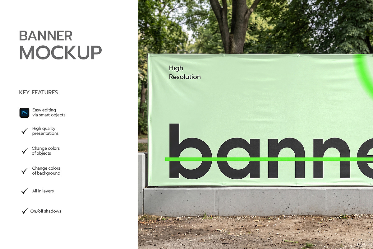 Street Fence Banner Mockup, an Advertising Mockup by graphypix (Photo 2 of 4)