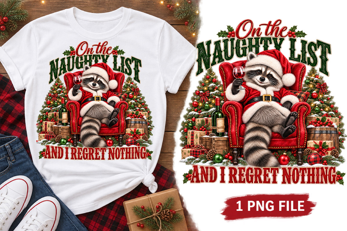 Funny Racoon Christmas Png, a Seasonal Illustration by Watercolor design (Photo 2 of 3)