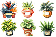 Positive Autumn Houseplant Clipart, an Illustration by Watercolor design (Thumbnail 3 of 4)