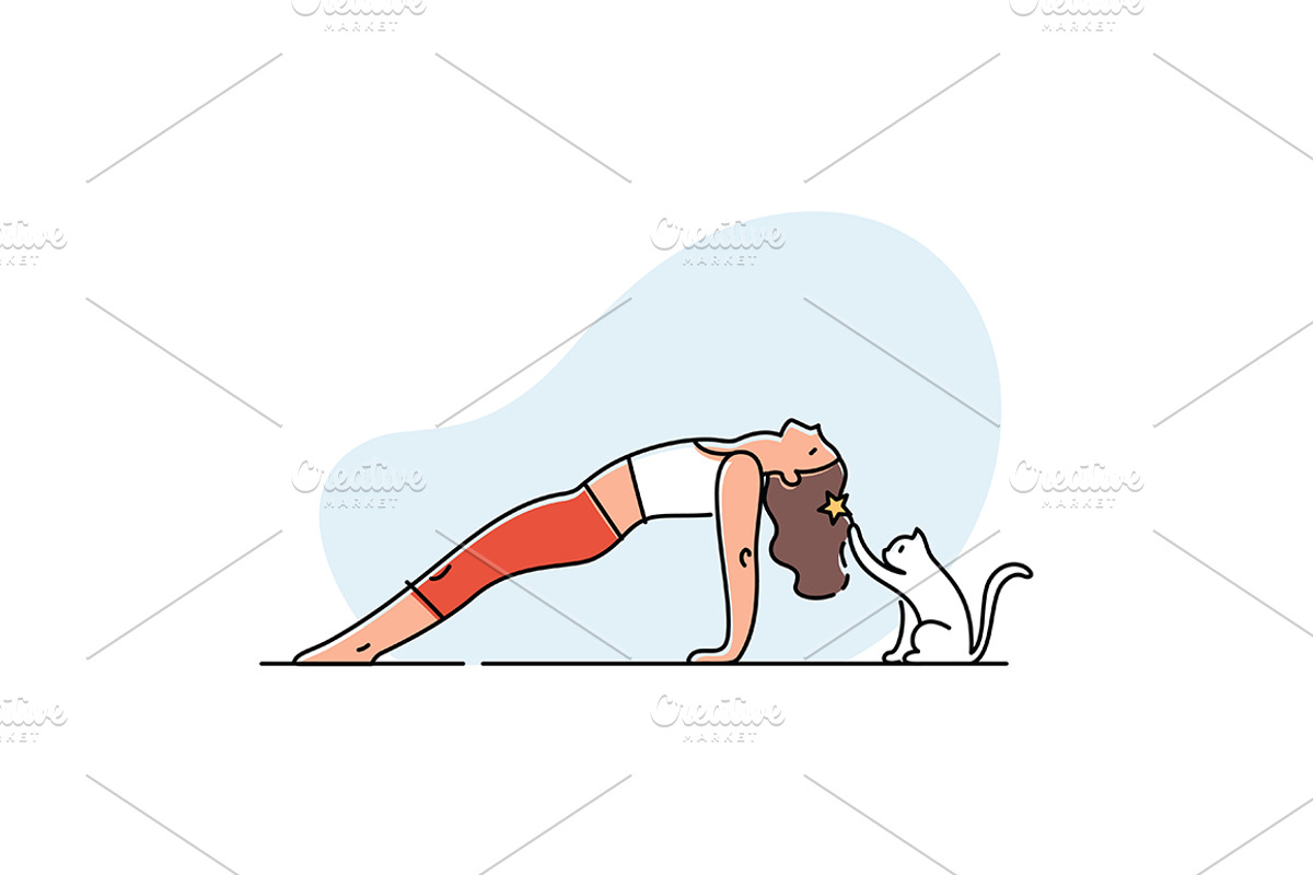 Yoga practice & cat illustration set, a Healthcare Illustration by tetiana.svirska (Photo 17 of 17)