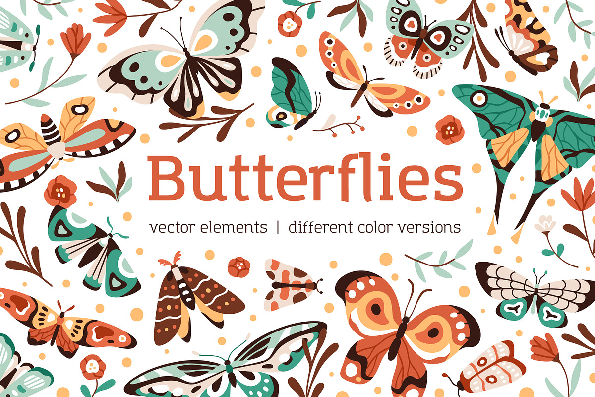 Pretty exotic butterflies, moths set, an Animal Illustration by Good Studio (Photo 1 of 7)