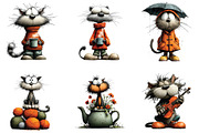 Whimsical Cats Clipart Bundle, an Illustration by CraftArtStudio (Thumbnail 3 of 6)