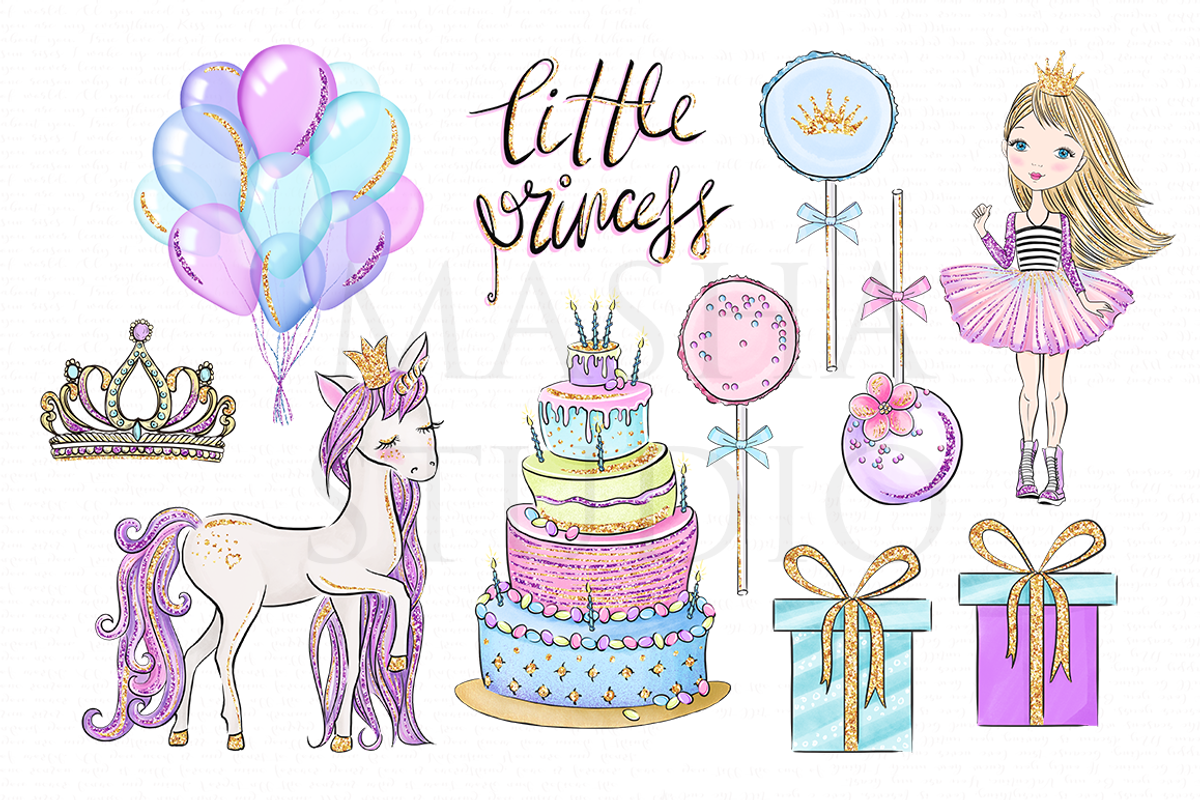 PRINCESS BIRTHDAY clipart, an Illustration by Masha  Studio (Photo 4 of 6)