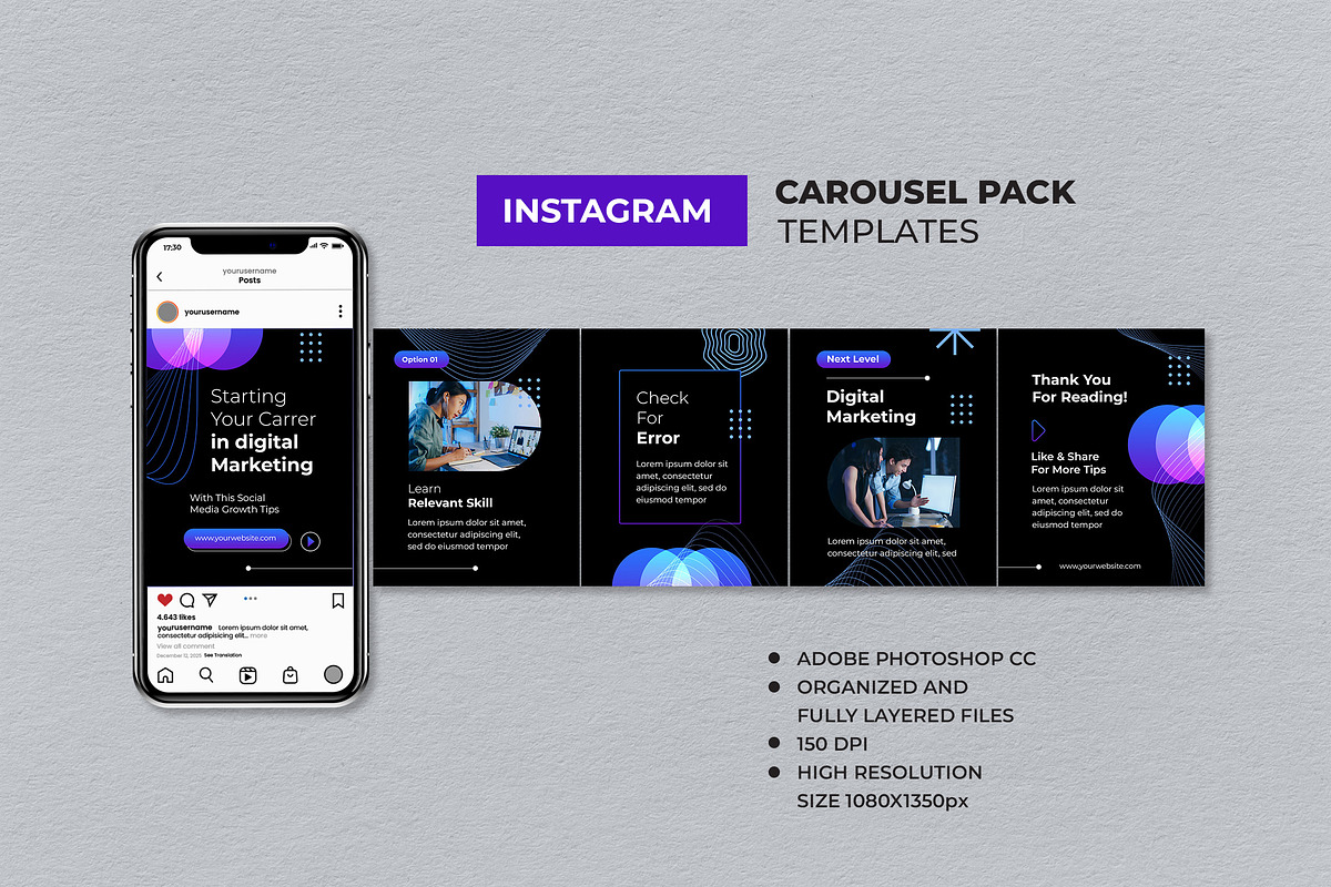 Blue Marketing Instagram Carousel, a Social Media Template by UICreative (Photo 1 of 4)
