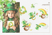 St Patrick's Day Watercolor Clipart, a Seasonal Illustration by Farida Bik (Thumbnail 3 of 11)