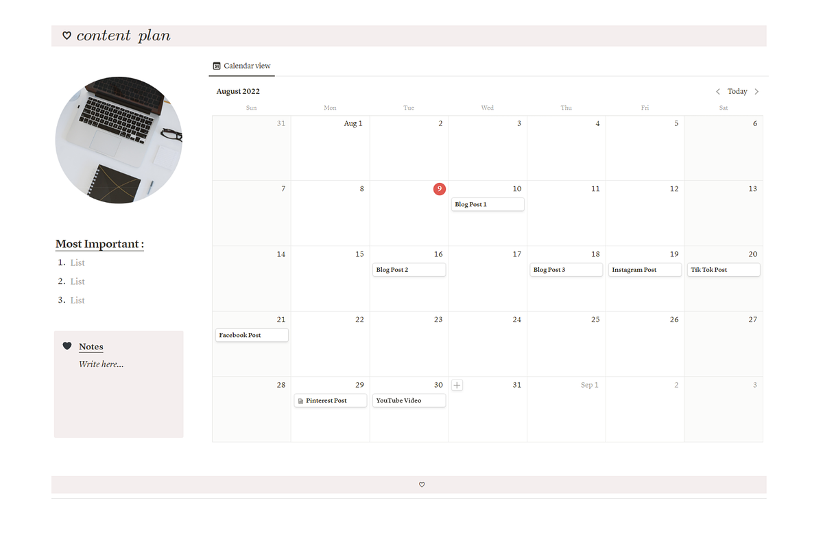 Content Planner for Notion, a Templates & Theme by AestheticOrganizer (Photo 5 of 11)