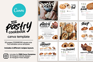 Canva Square Pastry Recipes Cookbook