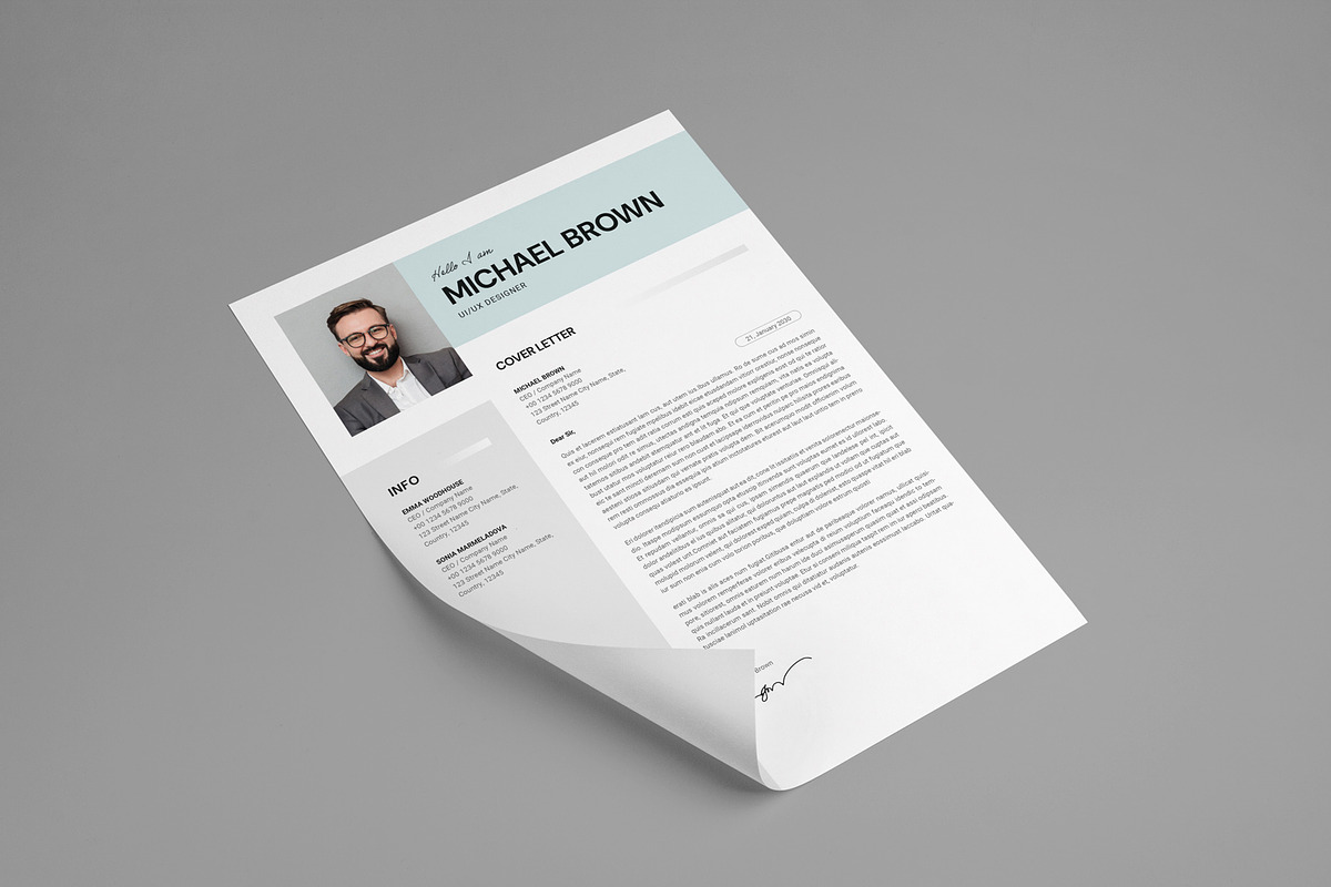 Modern Resume CV Template Letter, a Resume Template by PixelStudio (Photo 6 of 7)