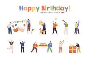 People celebrate happy birthday set, a Person Illustration by Good Studio