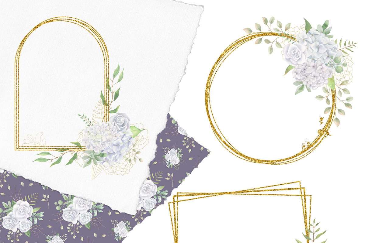 White & Green  boho flowers clipart, a Decorative Illustration by Nebbia (Photo 7 of 11)
