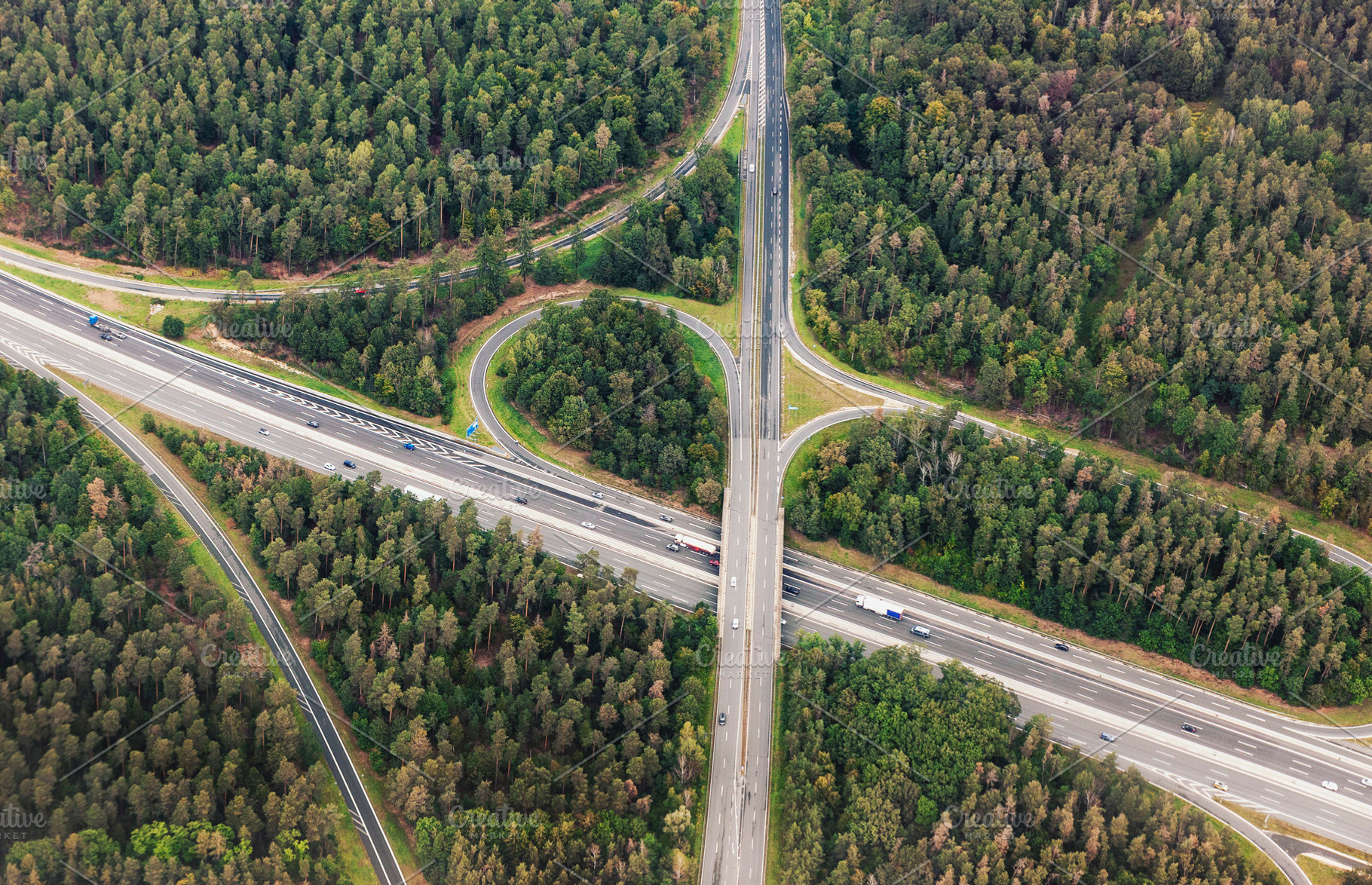 Aerial view of highway crossing, a Transportation Photo by BOOCYS