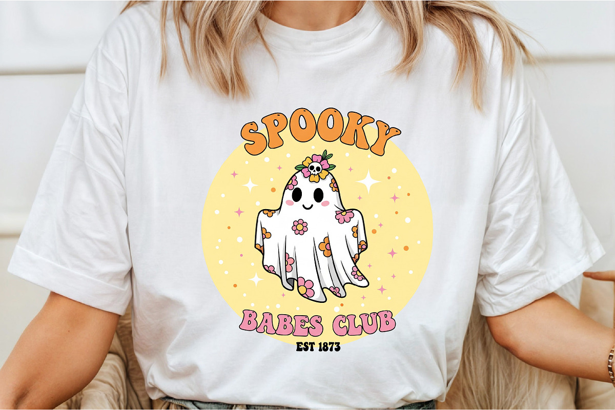 Retro Halloween Ghost PNG Sublimatio, an Illustration by DreamCafeArt (Photo 5 of 7)
