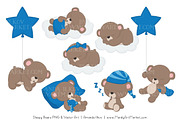 Blue Sleepy Bears Clipart, an Illustration by Amanda Ilkov (Thumbnail 3 of 5)