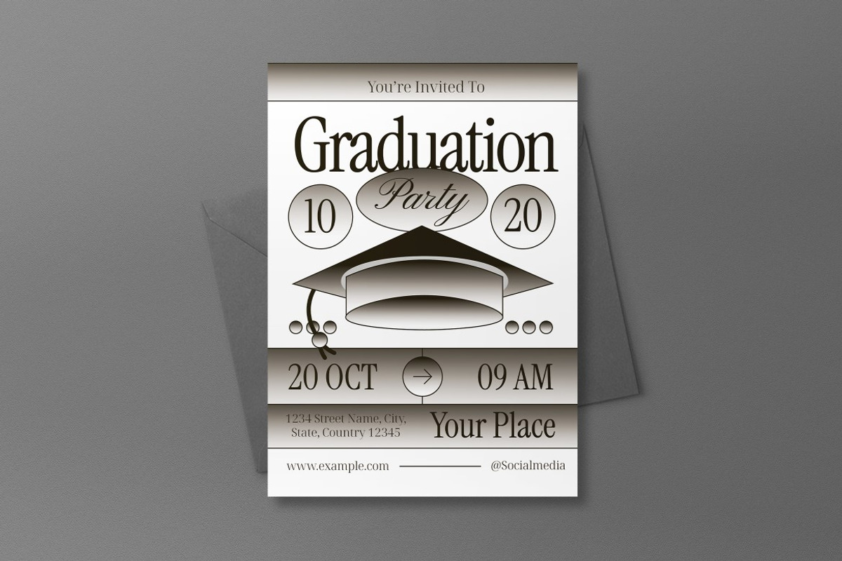 White Gradient Graduation Invitation, a Flyer Template by graphicook (Photo 3 of 3)