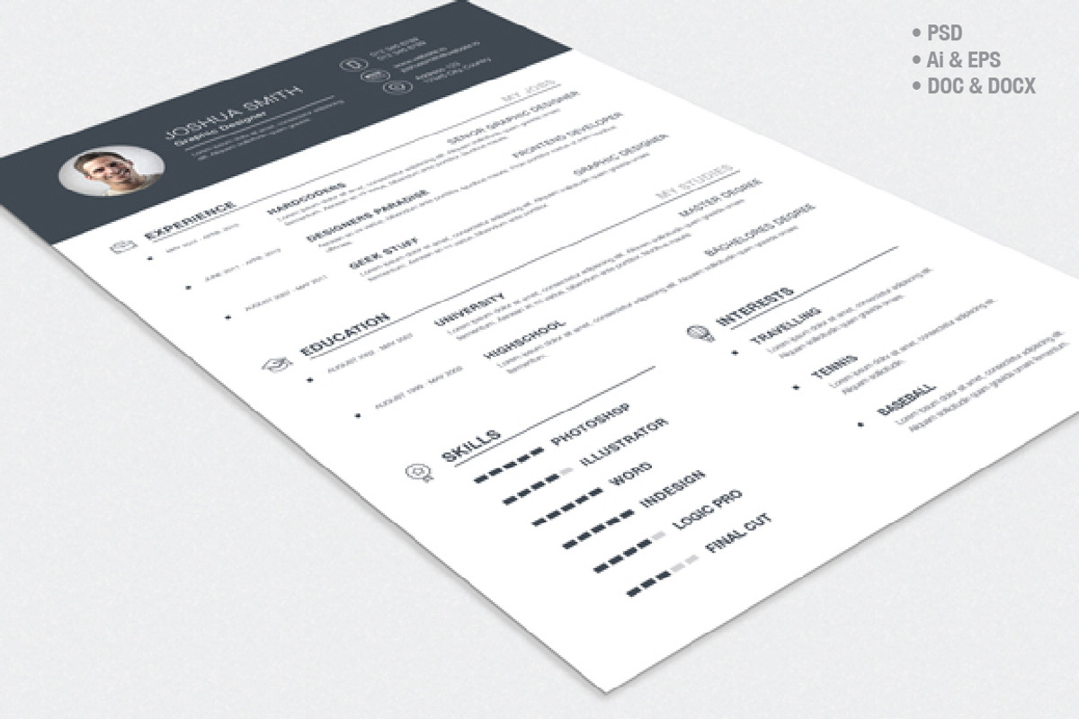 Resume & CV Template AI | PSD | DOCX, a Resume Template by Infographic Template Shop (Photo 2 of 4)
