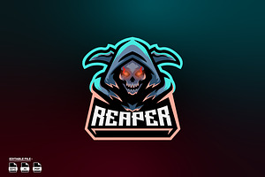 Reaper esport mascot logo, a Branding & Logo Template by LOGTURNAL