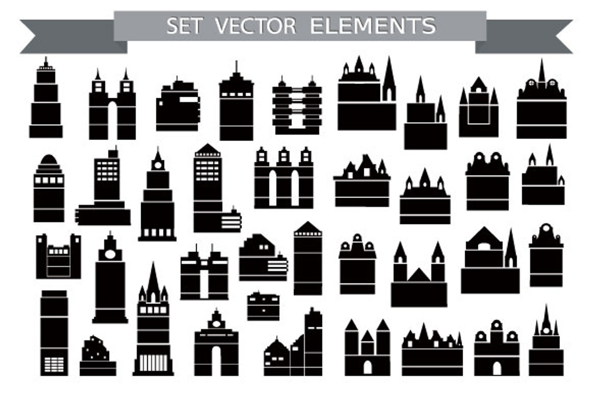 Set Various variants of houses preview 4
