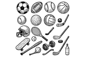 Sports Equipment Set, an Object Graphic by nikagraphic