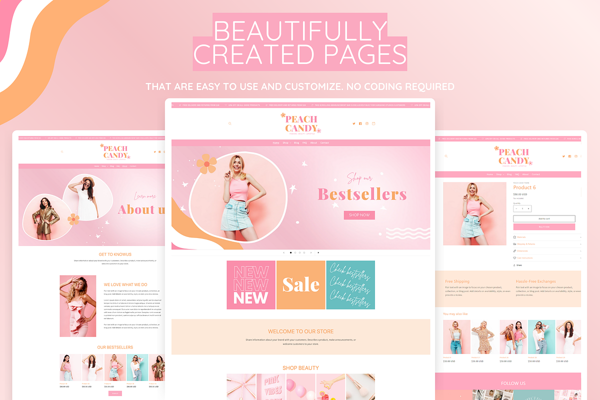 Peach Candy Shopify Theme, a Shopify Template by SunshineStudioBoutique (Photo 7 of 11)