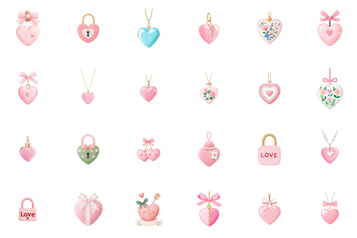 Heart Locket Coquette Valentine Clip, an Illustration by Sublimation Artist (Photo 2 of 6)