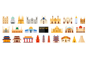 Famous Religious Buildings World, an Illustration by Flashvector