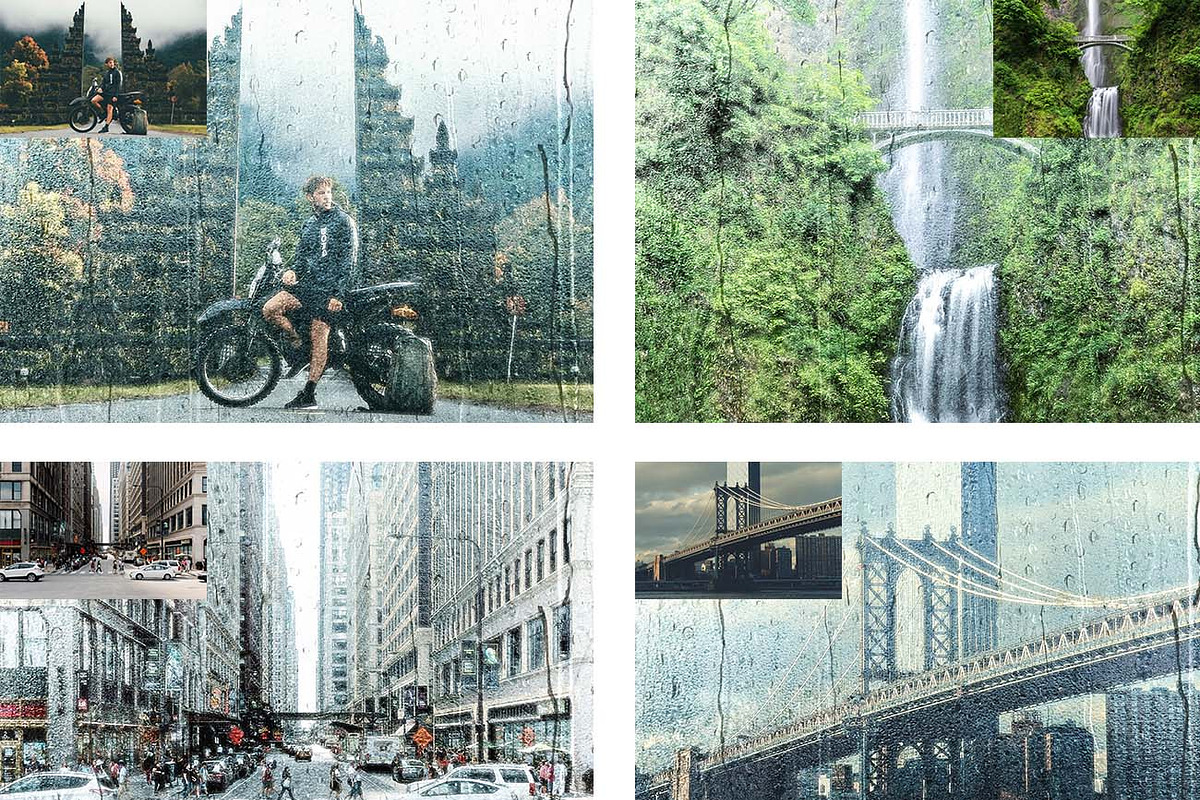 Wet Glass Overlay Photoshop Action, an Action Add-On by Studio Retouch (Photo 2 of 11)