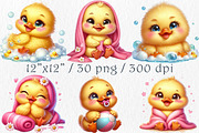 Cute Duckling Girl Clipart., an Animal Illustration by GalaDesign03 (Thumbnail 2 of 7)