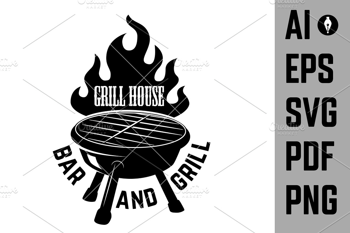Bbq illustration with fire SVG, an Object Graphic by Vectorhight