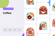 Coffee Illustration, an Outline Icon by Wencory (Thumbnail 1 of 2)